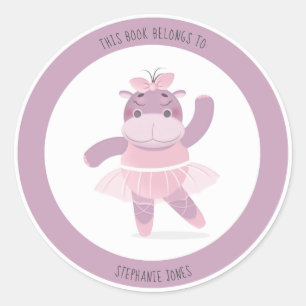 Hippo Ballerina Dit boek behoort tot de klassieke  Ronde Sticker