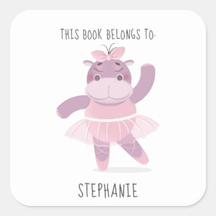 Hippo Ballerina Dit boek hoort bij Square Sticke Vierkante Sticker