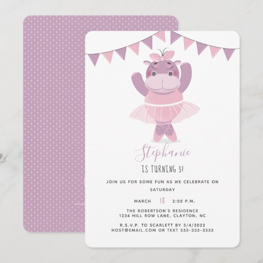 Hippo Ballerina Kaart (Voorkant / Achterkant)