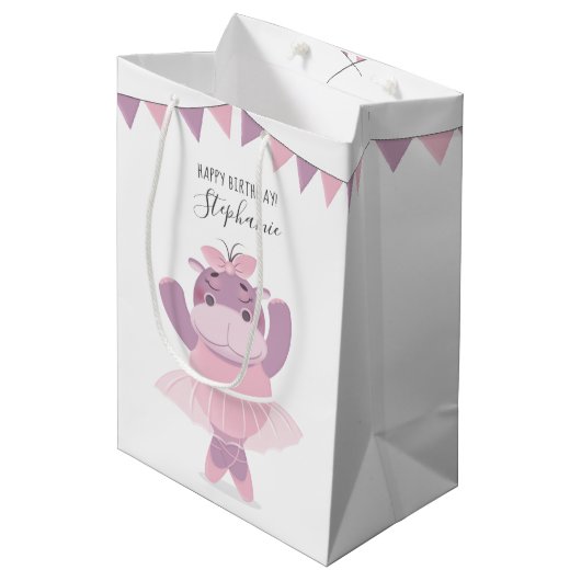 Hippo Ballerina Medium Cadeauzakje (Voorkant Gekanteld)