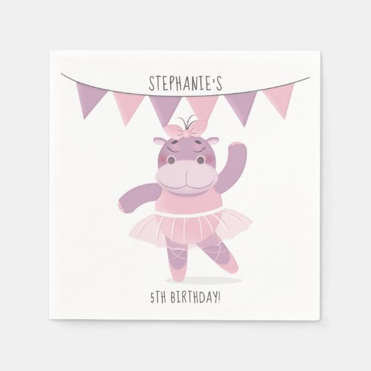 Hippo Ballerina Napkins Servet (Voorkant)