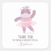 Hippo Ballerina Square Sticker (Voorkant)