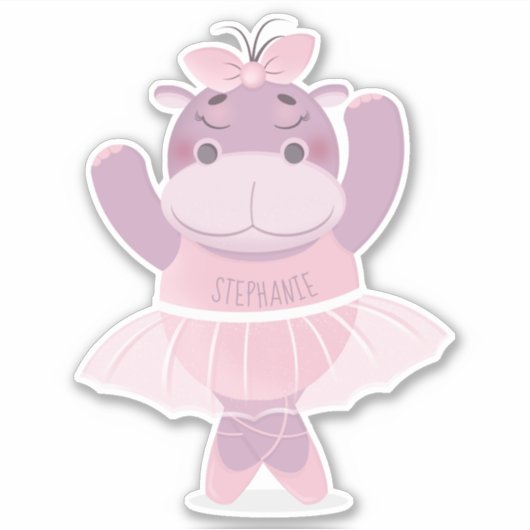 Hippo Ballerina Sticker (Voorkant)