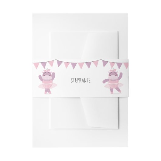 Hippo Ballerina Uitnodigingen Wikkel (Voorkant Voorbeeld)