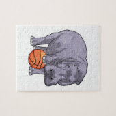 Hippo Basketball speler Basketball Legpuzzel (Horizontaal)