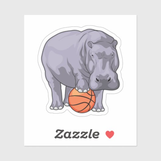 Hippo Basketball speler Basketball Sticker (Vel)