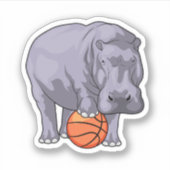 Hippo Basketball speler Basketball Sticker (Voorkant)