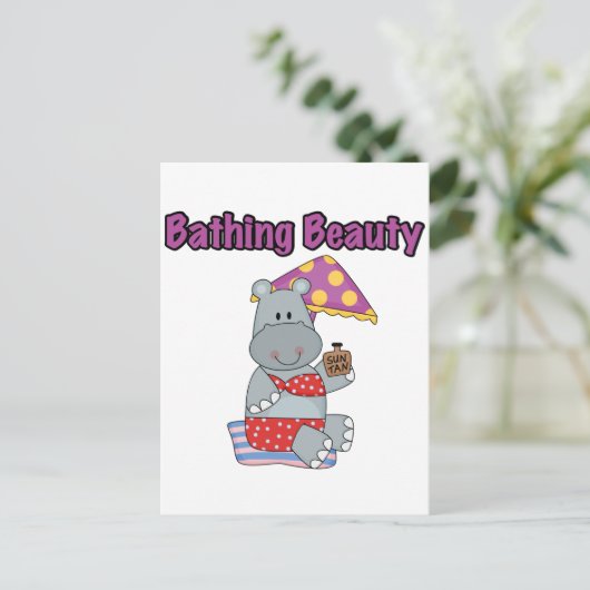 Hippo Bathing Beauty T-shirts en Gifts Briefkaart (Staand voorkant)