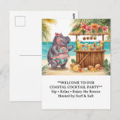 HIPPO BEACH Cocktailparty Welkombericht Briefkaart (Voorkant / Achterkant)