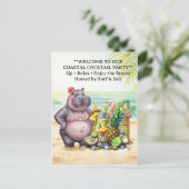HIPPO BEACH Cocktailparty Welkombericht Briefkaart (Staand voorkant)