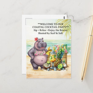 HIPPO BEACH Cocktailparty Welkombericht Briefkaart