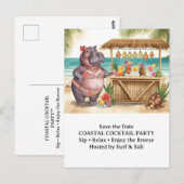 HIPPO BEACH Cocktailparty Welkombericht Briefkaart (Voorkant / Achterkant)