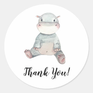 Hippo Bedankt Ronde Sticker