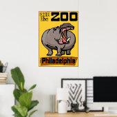 Hippo: Bezoek Zoo Philadelphia Poster (Thuiskantoor)