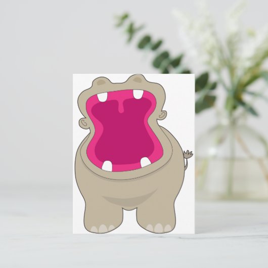 Hippo Big Mouth Briefkaart (Staand voorkant)
