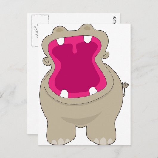 Hippo Big Mouth Briefkaart (Voorkant / Achterkant)
