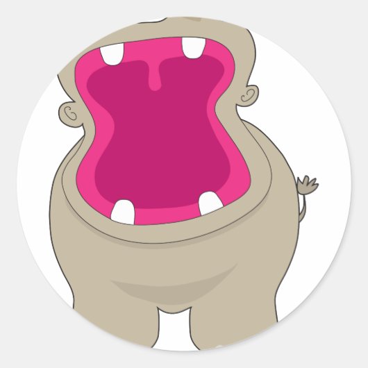 Hippo Big Mouth Ronde Sticker (Voorkant)