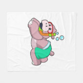Hippo bij duiken met Snorkel Fleece Deken (Voorkant (Horizontaal))