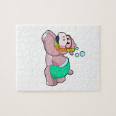 Hippo bij duiken met Snorkel Legpuzzel (Horizontaal)