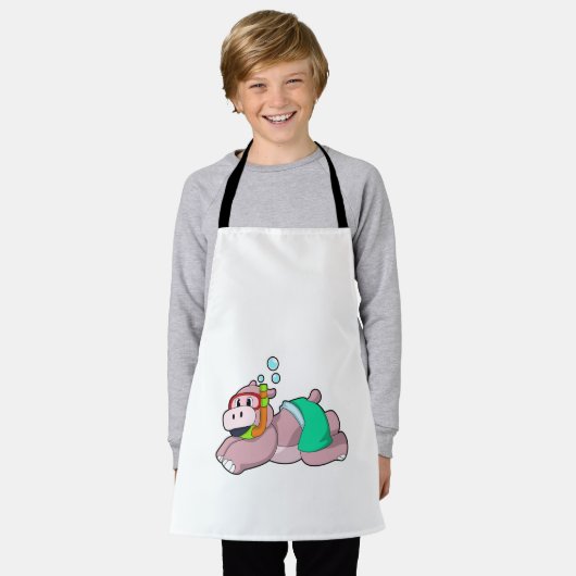 Hippo bij duiken met Snorkel Schort (Gedragen)