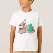 Hippo bij duiken met Snorkel T-shirt (Voorkant)
