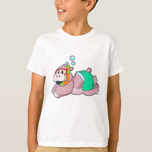 Hippo bij duiken met Snorkel T-shirt