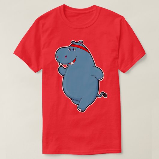 Hippo bij hardlopen met hoofd t-shirt (Design voorkant)