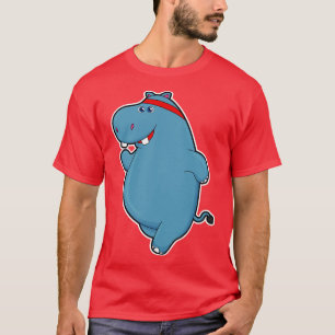 Hippo bij hardlopen met hoofd t-shirt