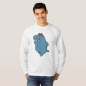Hippo bij het runnen met hoofdband t-shirt (Voorkant volledig)