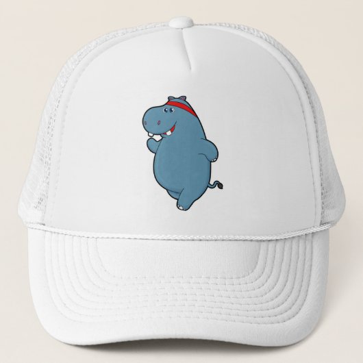 Hippo bij het runnen met hoofdband trucker pet (Voorkant)