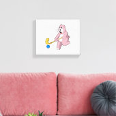 Hippo bij Hockey met Hockey bat Canvas Afdruk (Insitu (Woonkamer))