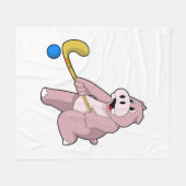 Hippo bij Hockey met Hockey bat Fleece Deken (Voorkant (Horizontaal))