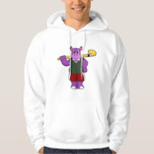 Hippo bij Hockey met Hockey bat Hoodie (Voorkant)