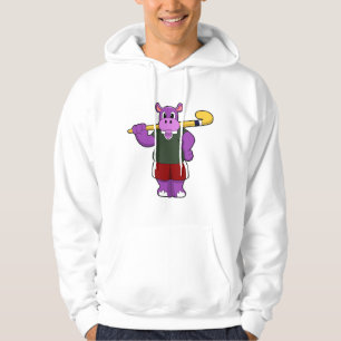 Hippo bij Hockey met Hockey bat Hoodie