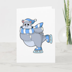 Hippo bij Ice skating met Ice schaatsen Kaart