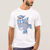 Hippo bij Ice skating met Ice schaatsen T-shirt (Voorkant)