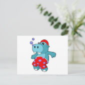 Hippo bij zwemmen met zwemboomstammen briefkaart (Staand voorkant)