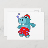 Hippo bij zwemmen met zwemboomstammen briefkaart (Voorkant / Achterkant)