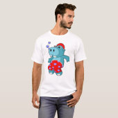 Hippo bij zwemmen met zwemboomstammen t-shirt (Voorkant volledig)