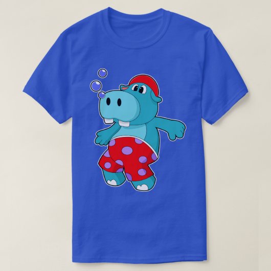 Hippo bij zwemmen met zwemboomstammen t-shirt (Design voorkant)