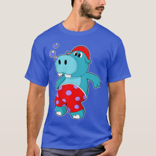 Hippo bij zwemmen met zwemboomstammen t-shirt