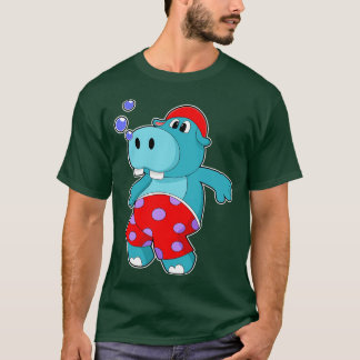 Hippo bij zwemmen met zwemboomstammen t-shirt