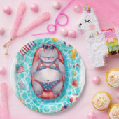 Hippo Bikini in Pool Party Papieren Bordje (Feest)