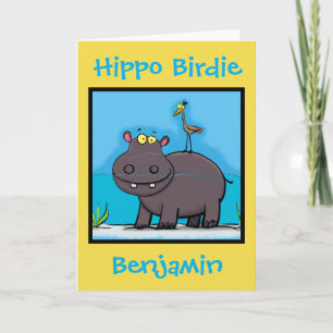 Hippo birdie grappige verjaardagskaart voor cartoo kaart