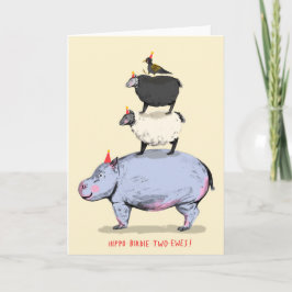 Hippo, Birdie, twee ooien! Verjaardag Kaart