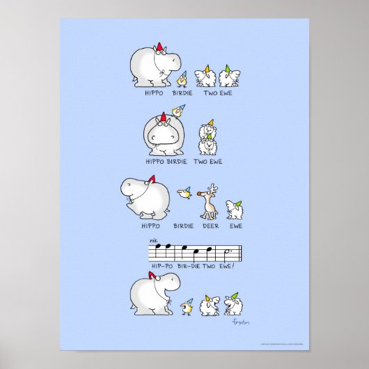 HIPPO BIRDIE TWO EWE poster van Sandra Boynton (Voorkant)