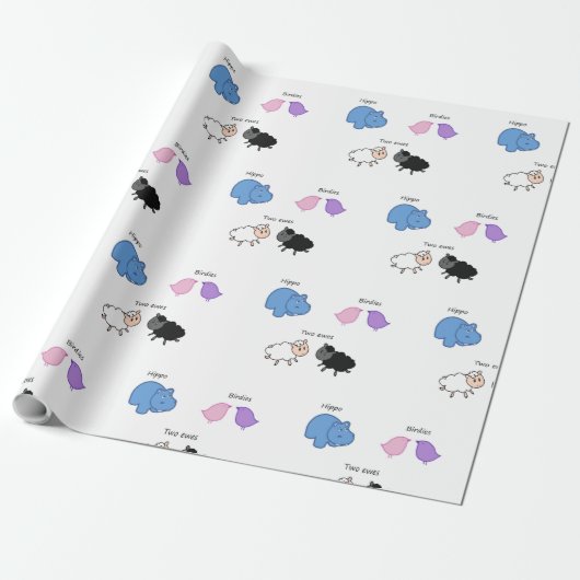 Hippo Birdies Two Ewes Cadeaupapier (Uitgerold)
