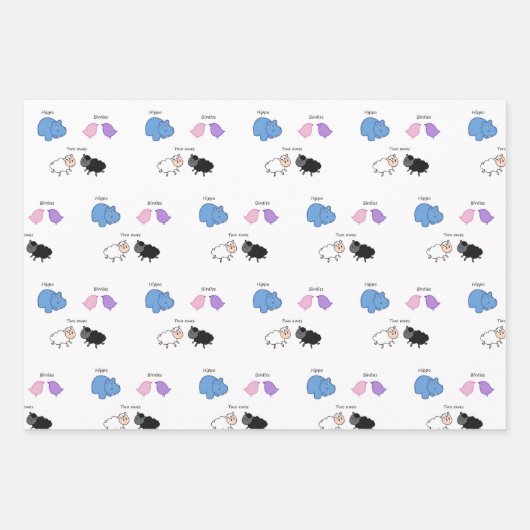 Hippo Birdies Two Ewes Inpakpapier Vel (Voorkant 3)