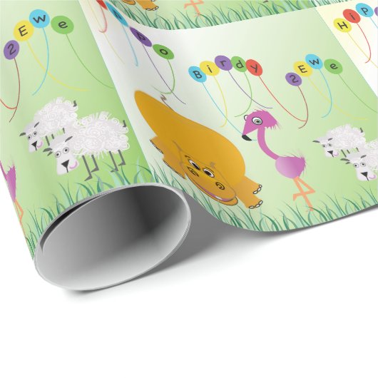 Hippo Birdy 2 Ewe Wrapping Paper Cadeaupapier (Rol Hoek)
