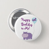 Hippo Birthday Button (Voorkant /achterkant)